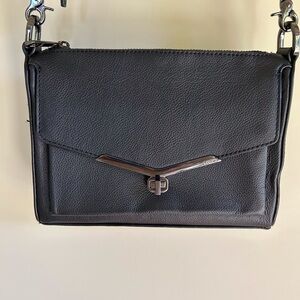 Black Crossbody Bag with Silver Accents